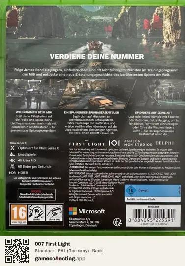 007 First Light Xbox Series X, Germany box back