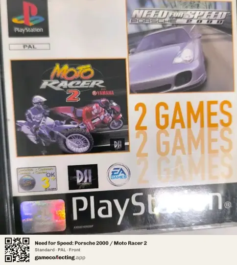 Need for Speed: Porsche 2000 / Moto Racer 2 PlayStation, PAL box front