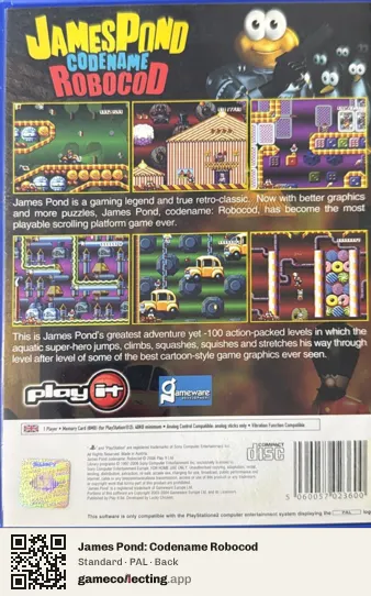 James Pond: Codename Robocod PlayStation 2, PAL box back