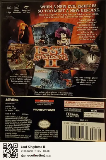 Lost Kingdoms II Nintendo GameCube, NTSC box back
