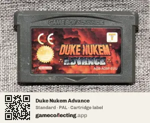 Duke Nukem Advance Game Boy Advance, PAL cartridge label