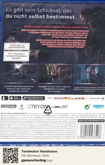 Terminator: Resistance PlayStation 5, Germany box back
