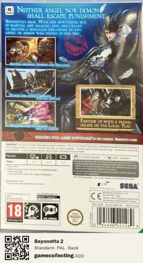 Bayonetta 2 Nintendo Switch, PAL box back