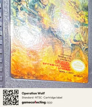 Operation Wolf Nintendo Entertainment System, NTSC cartridge label