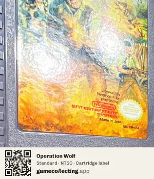Operation Wolf Nintendo Entertainment System, NTSC cartridge label