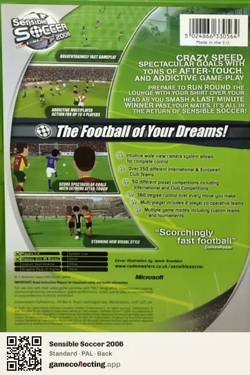 Sensible Soccer 2006 Xbox, PAL box back