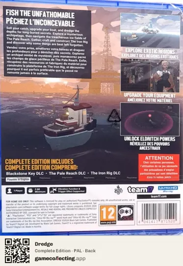 Dredge PlayStation 5, PAL box back