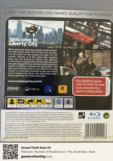 Grand Theft Auto IV PlayStation 3, Australia box back