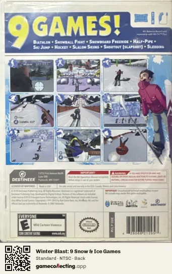 Winter Blast: 9 Snow & Ice Games Nintendo Wii, NTSC box back