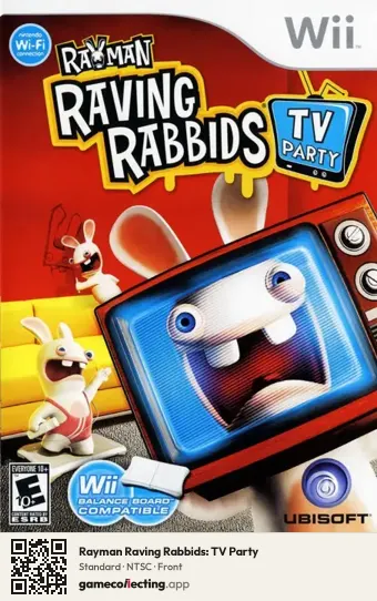 Rayman Raving Rabbids: TV Party Nintendo Wii, NTSC box front