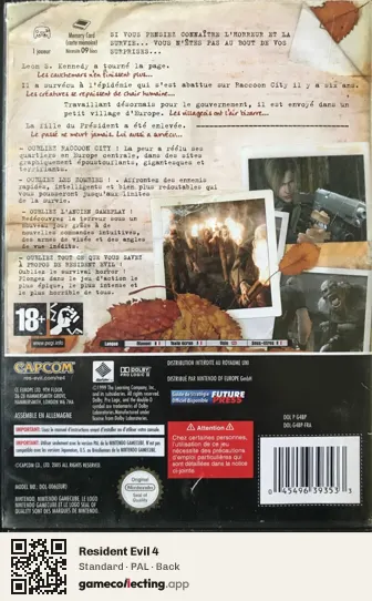 Resident Evil 4 Nintendo GameCube, PAL box back