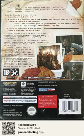 Resident Evil 4 Nintendo GameCube, PAL box back
