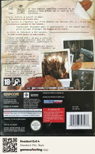 Resident Evil 4 Nintendo GameCube, PAL box back