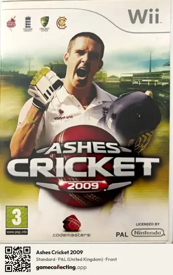 Ashes Cricket 2009 Nintendo Wii, United Kingdom box front