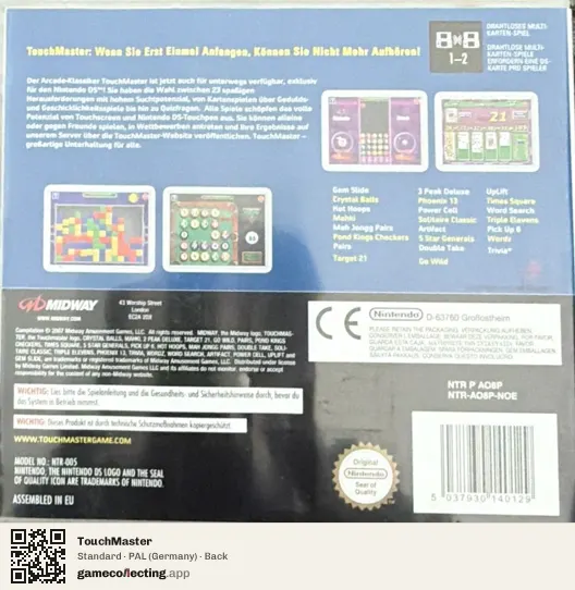 TouchMaster Nintendo DS, Germany box back