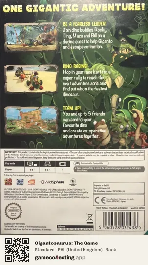 Gigantosaurus: The Game Nintendo Switch, United Kingdom box back