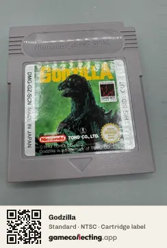 Godzilla Game Boy, NTSC cartridge label