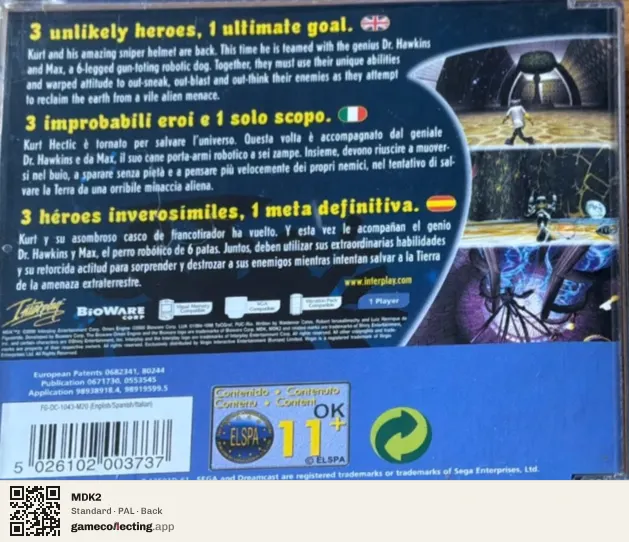 MDK2 Sega Dreamcast, PAL box back