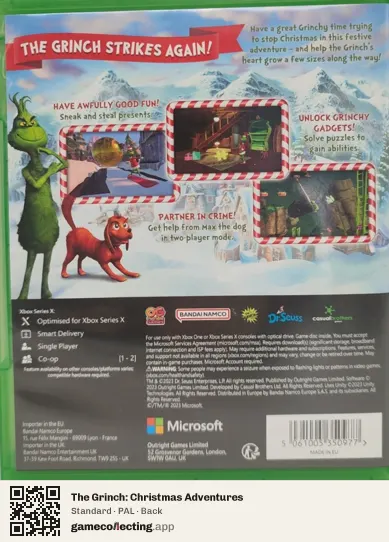 The Grinch: Christmas Adventures Xbox Series X, PAL box back