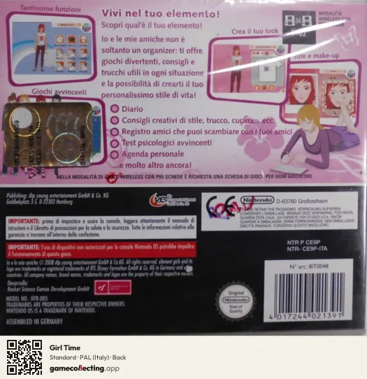 Girl Time Nintendo DS, Italy box back