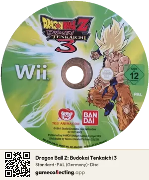 Dragon Ball Z: Budokai Tenkaichi 3 Nintendo Wii, PAL disc