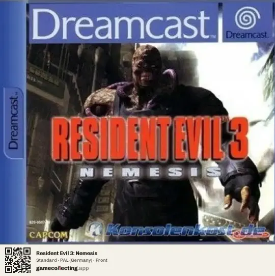Resident Evil 3: Nemesis Sega Dreamcast, Germany box front