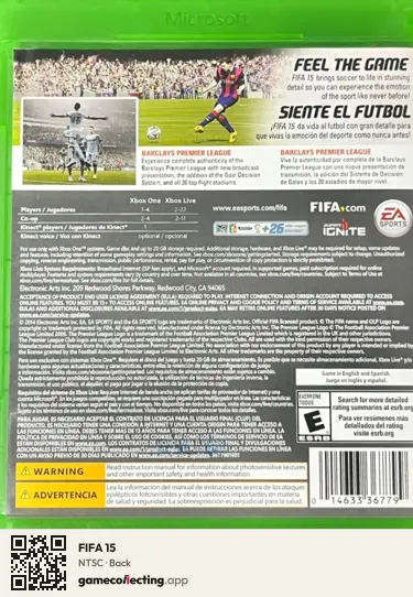 FIFA 15 Xbox One, NTSC box back