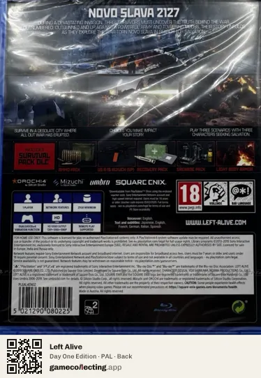 Left Alive PlayStation 4, PAL box back