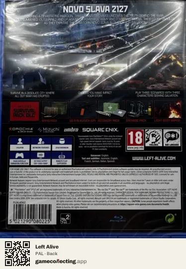 Left Alive PlayStation 4, PAL box back