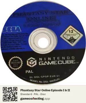 Phantasy Star Online Episode I & II Nintendo GameCube, PAL disc