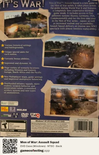 Men of War: Assault Squad Computer, NTSC box back