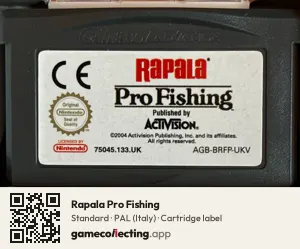 Rapala Pro Fishing Game Boy Advance, PAL cartridge label