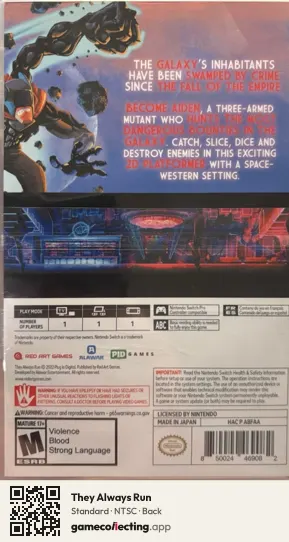 They Always Run Nintendo Switch, NTSC box back