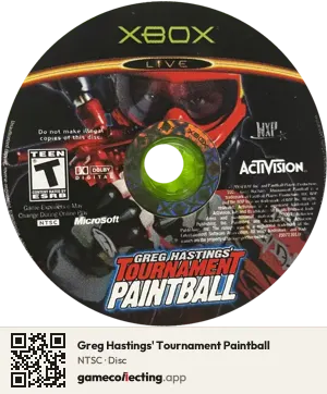Greg Hastings' Tournament Paintball Xbox, NTSC disc