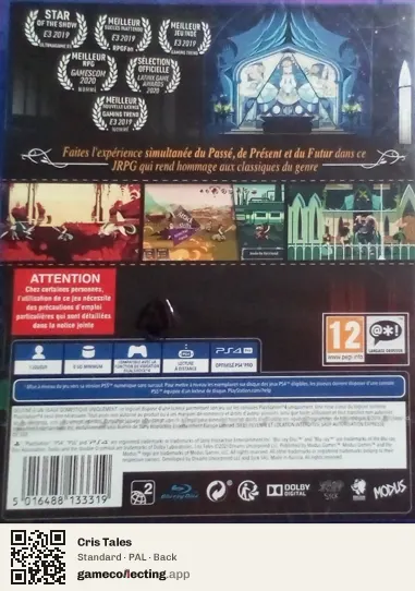 Cris Tales PlayStation 4, PAL box back
