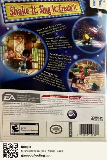 Boogie Nintendo Wii, NTSC box back