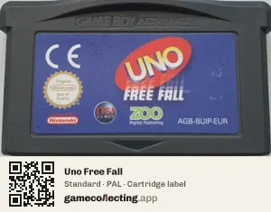 Uno Free Fall Game Boy Advance, PAL cartridge label