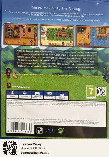 Stardew Valley PlayStation 4, PAL box back