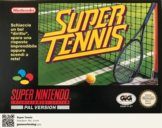 Super Tennis Super Nintendo Entertainment System, PAL box front