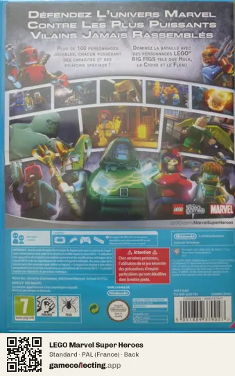 LEGO Marvel Super Heroes Nintendo Wii U, France box back
