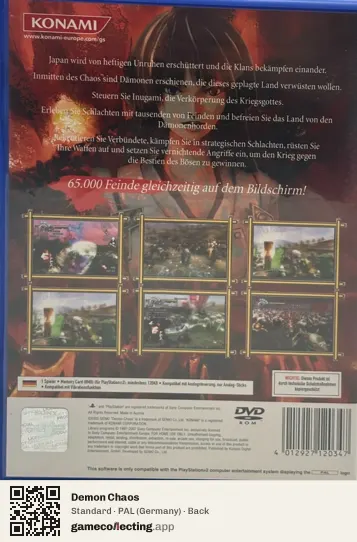 Demon Chaos PlayStation 2, Germany box back