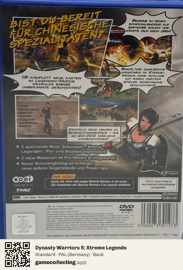 Dynasty Warriors 5: Xtreme Legends PlayStation 2, Germany box back