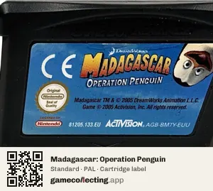 Madagascar: Operation Penguin Game Boy Advance, PAL cartridge label