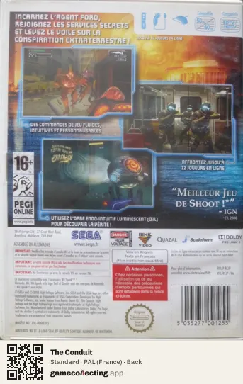 The Conduit Nintendo Wii, France box back