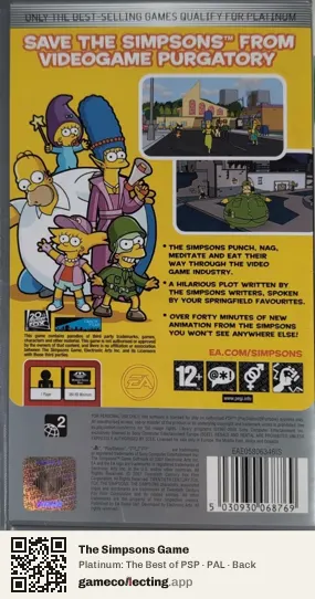 The Simpsons Game PlayStation Portable, PAL box back