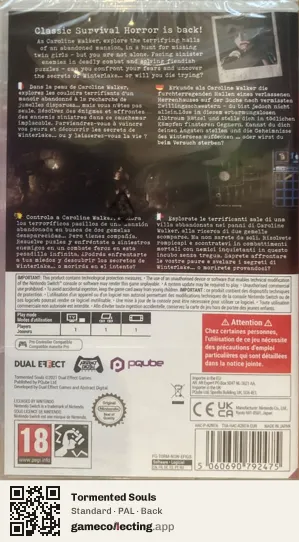 Tormented Souls Nintendo Switch, PAL box back