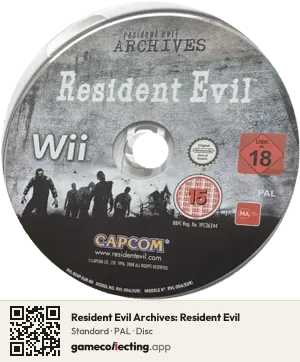 Resident Evil Archives: Resident Evil Nintendo Wii, PAL disc