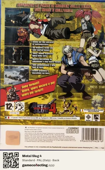 Metal Slug 4 PlayStation 2, Italy box back