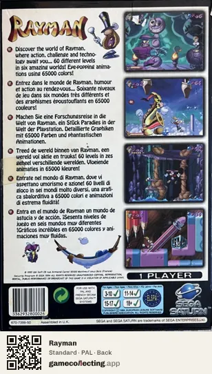 Rayman Sega Saturn, PAL box back