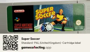 Super Soccer Super Nintendo Entertainment System, PAL cartridge label